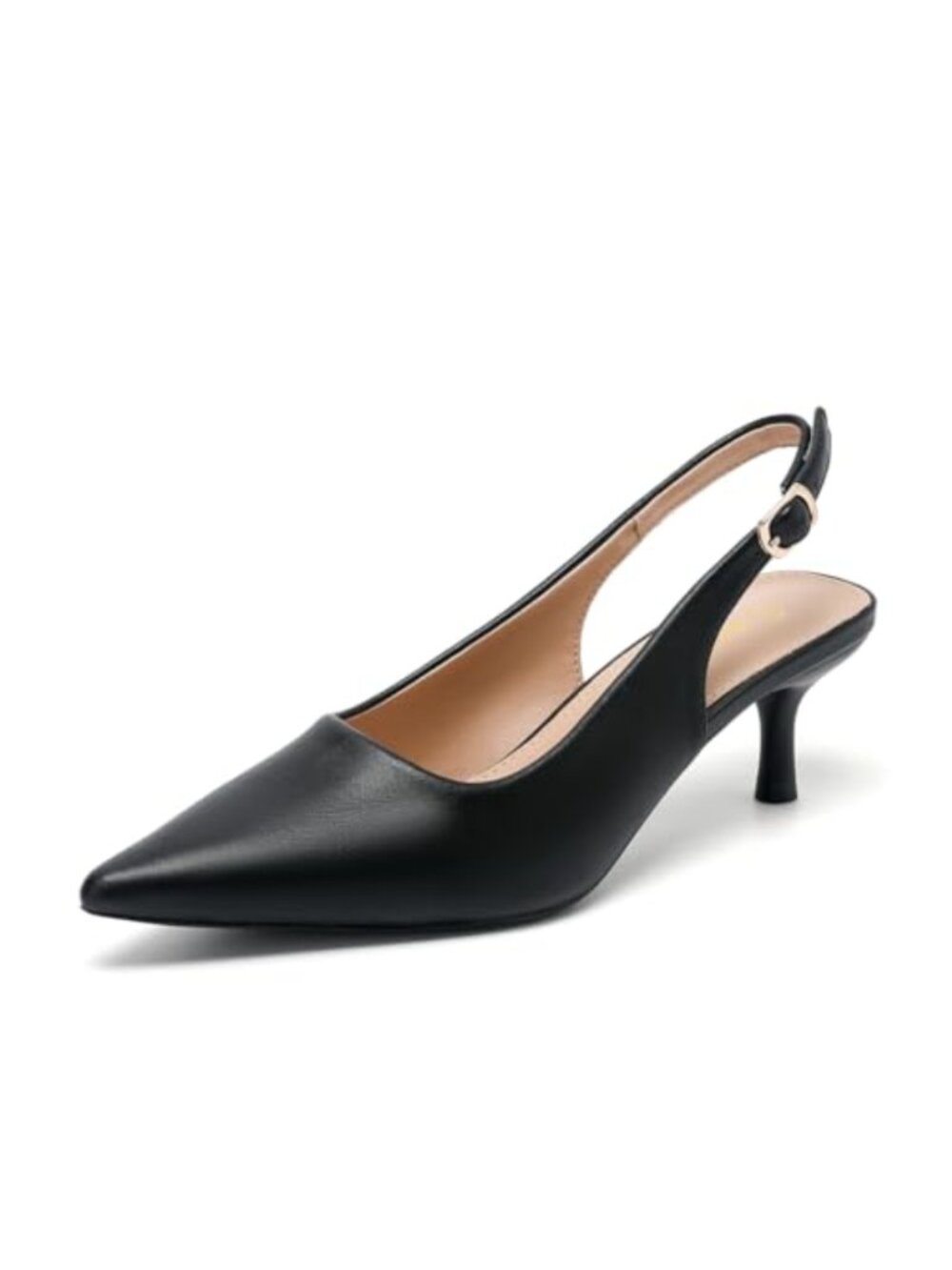 Women's Kitten Heel Slingback Pumps Pointed Toe PU Heeled Sandals